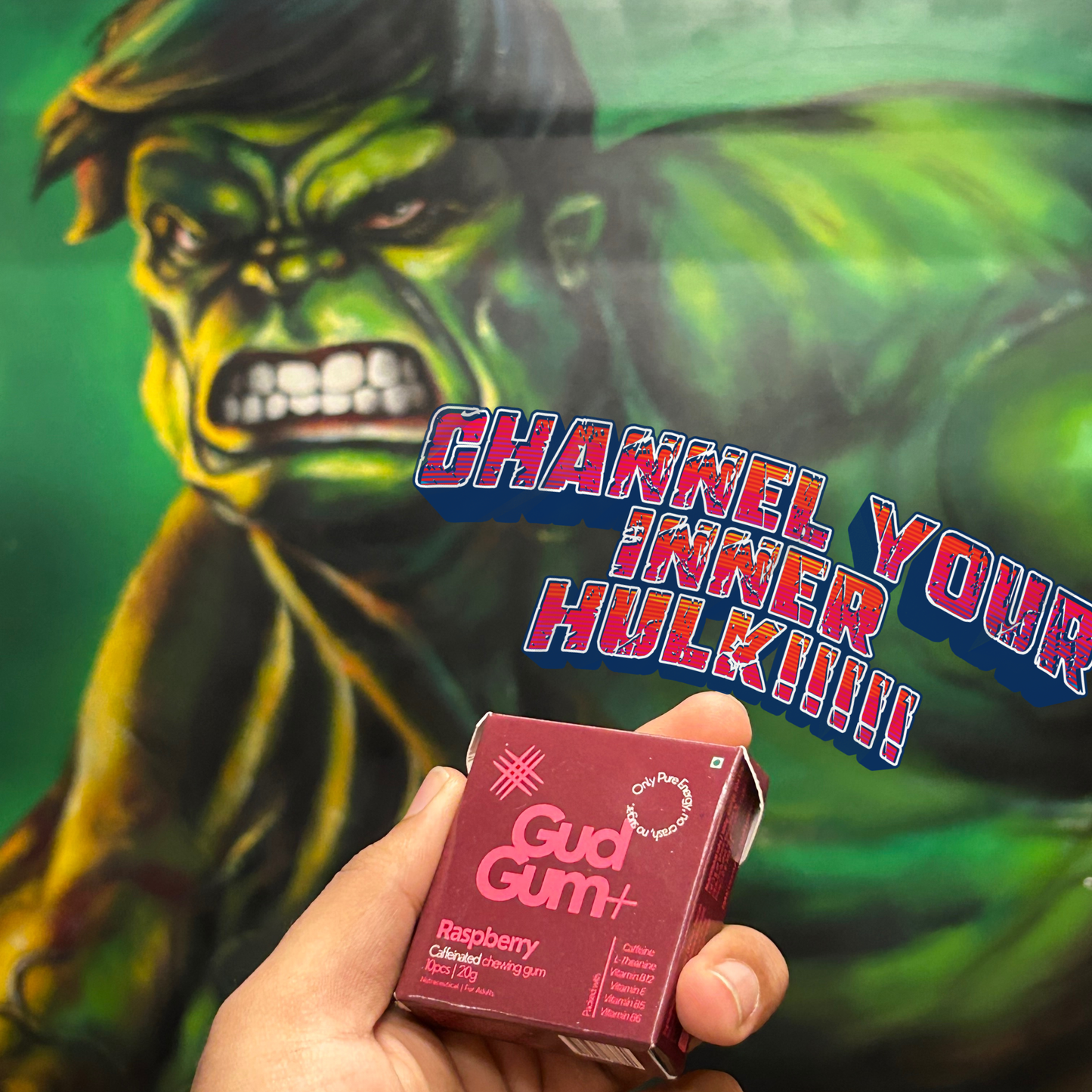 Gud Gum+ Raspberry Caffeinated Chewing Gum