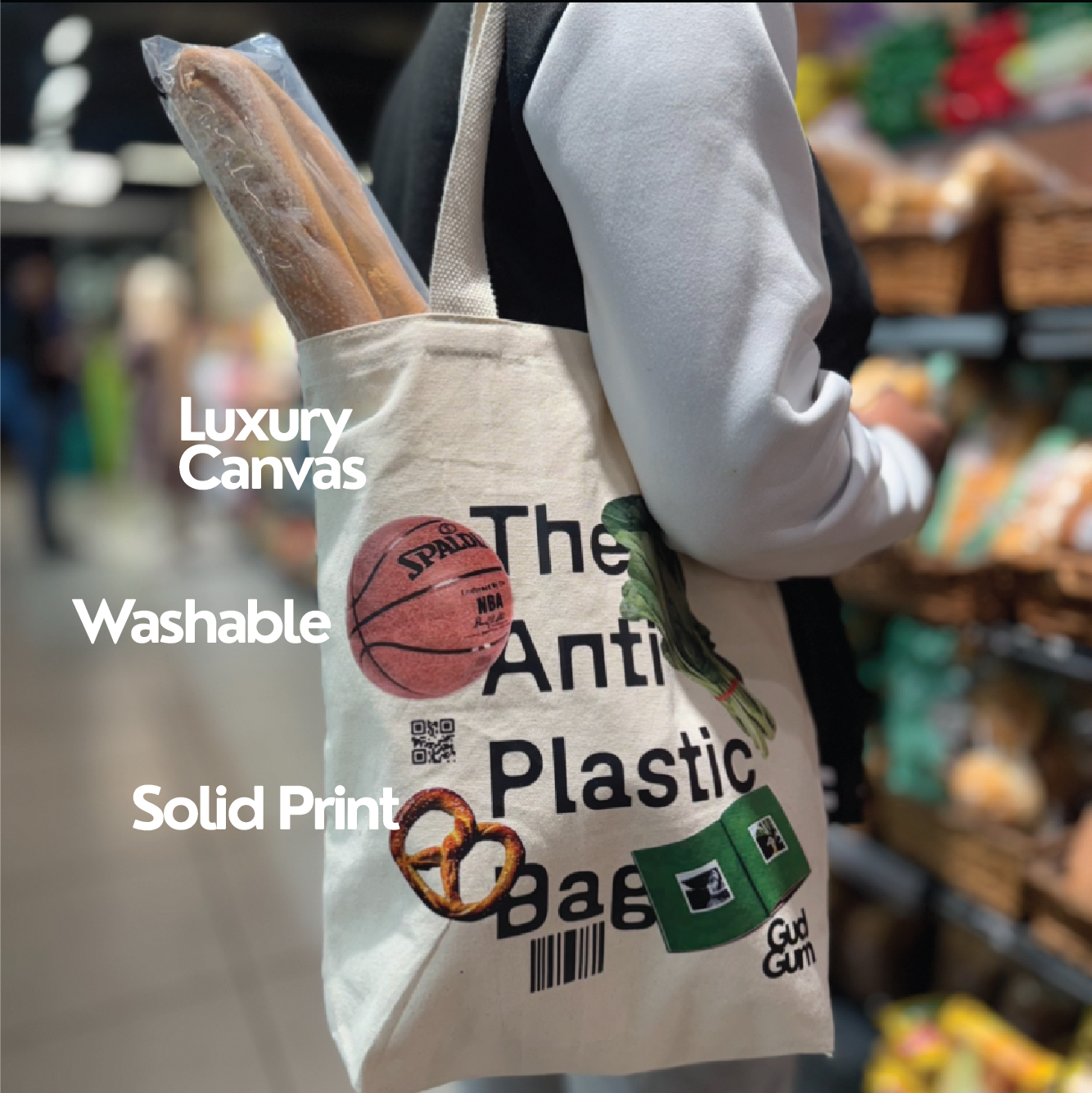 Gud Gum Canvas Tote Bag | The Anti Plastic Bag | Carry Good Vibes Everywhere!
