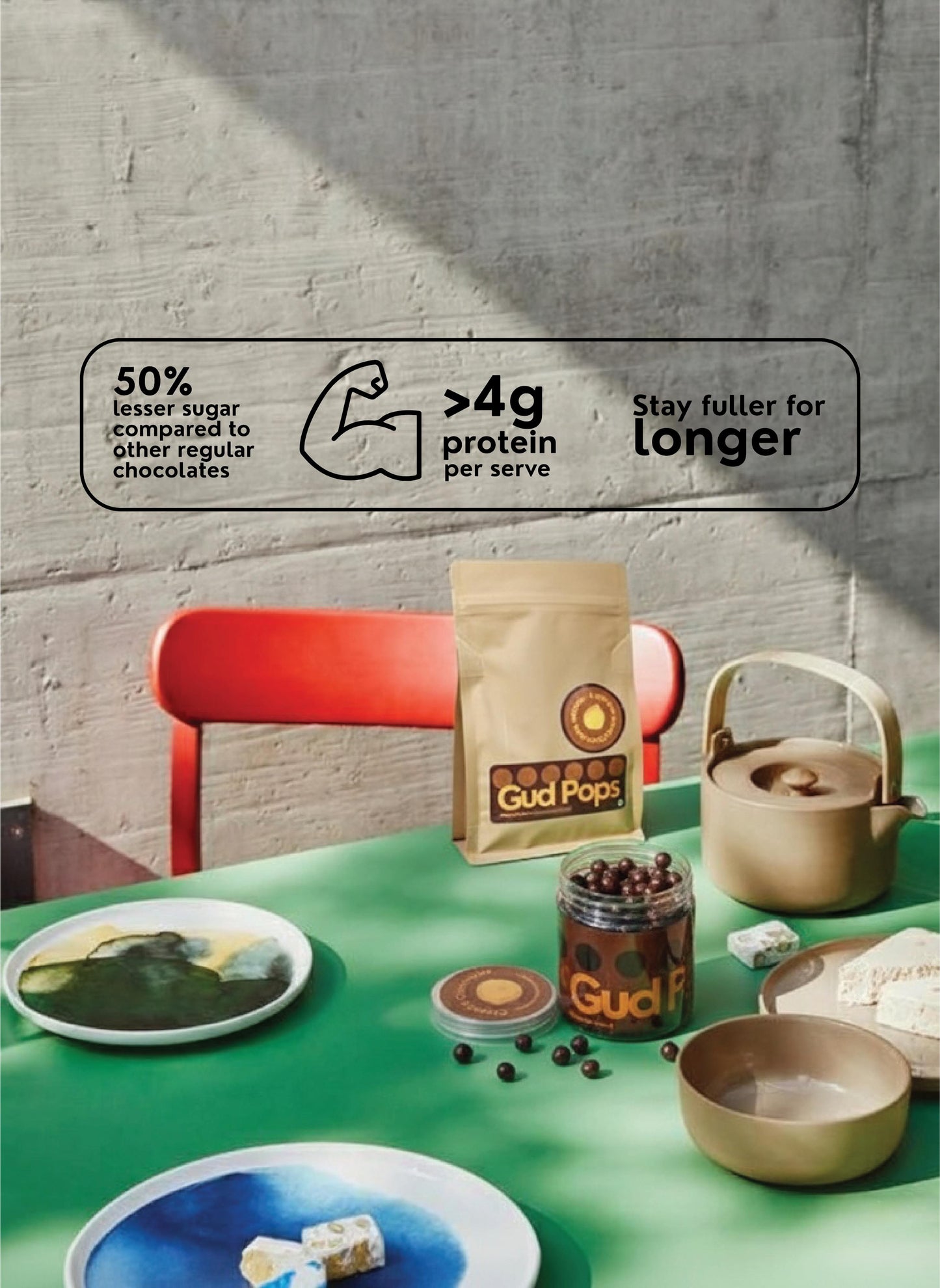 GUD POPS – Chocolate Coated Roasted Channa | High Protein | Guilt-Free Healthy Snack | Plant-Based | Crunchy Chocolate Treat