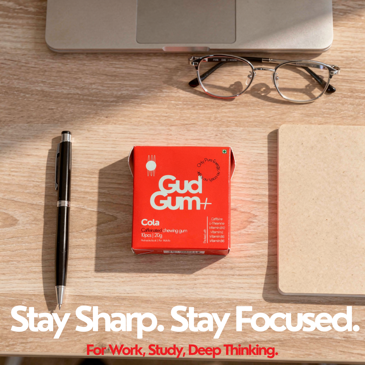 Gud Gum+ Cola Caffeinated Chewing Gum