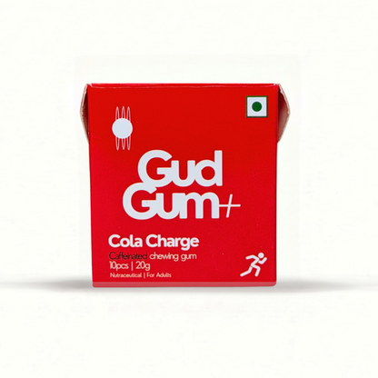 Gud Gum+ Cola Charge- Energy & Focus Chewing Gum (Contains Natural Caffeine)
