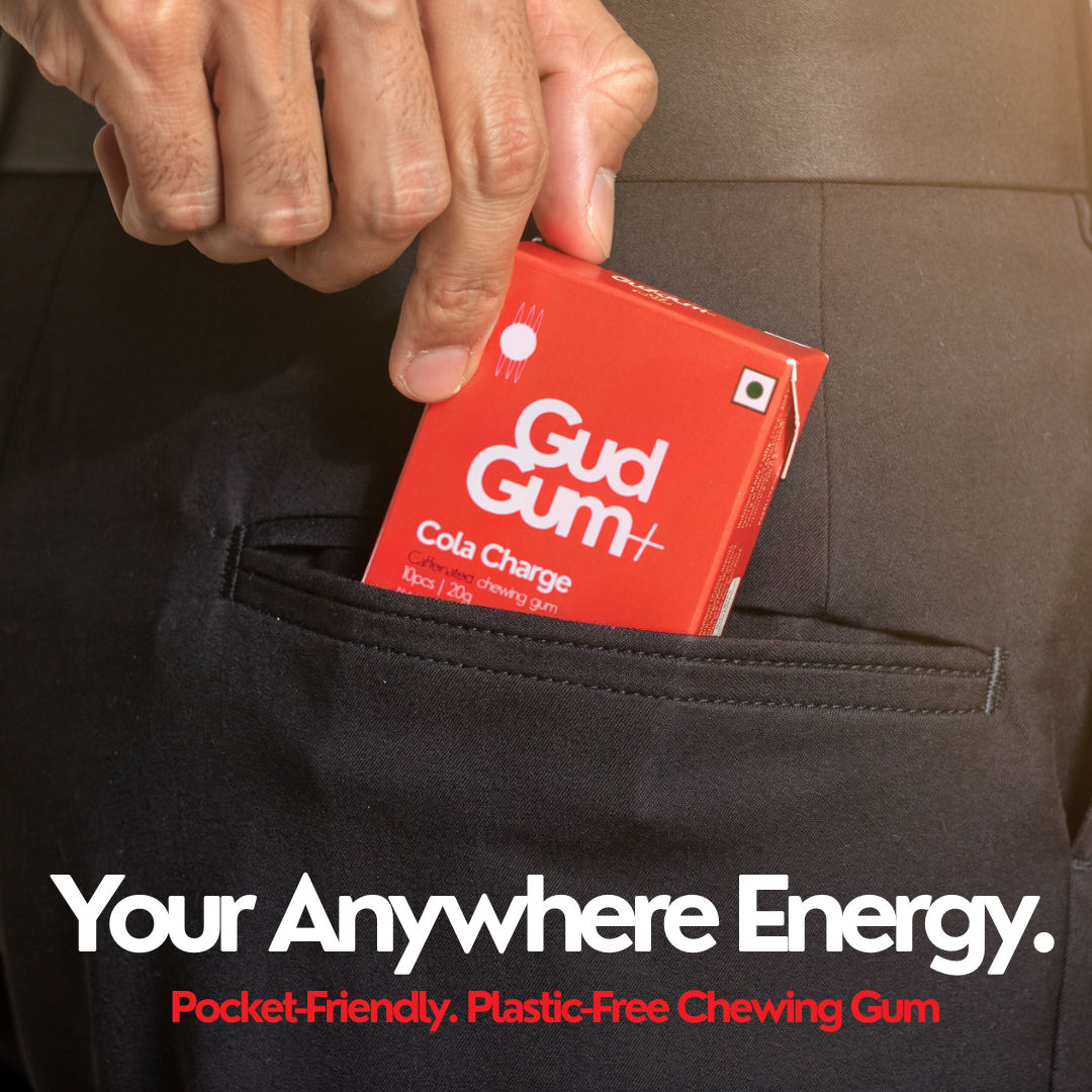Gud Gum+ Cola Charge- Energy & Focus Chewing Gum (Contains Natural Caffeine)