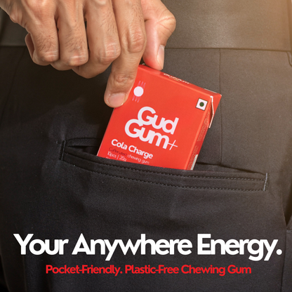 Gud Gum+ Cola Charge- Energy & Focus Chewing Gum (Contains Natural Caffeine)
