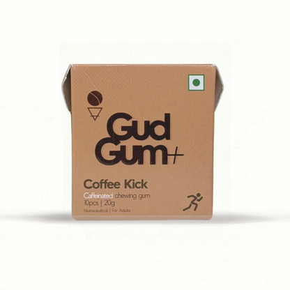 Gud Gum+ Coffee Kick - Energy & Focus Chewing Gum (Contains Natural Caffeine)