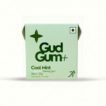 Gud Gum+ Cool Mint - Energy & Focus Chewing Gum (Contains Natural Caffeine)