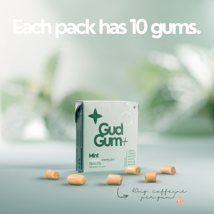 Gud Gum+ Mint Caffeinated Chewing Gum