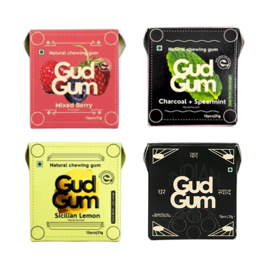 Gud Gum Mini Pack- Fruit & Mint Chewing Gum (15 chewing gums per pack)