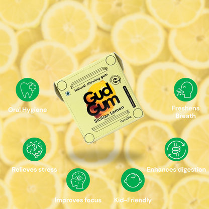 Gud Gum Mini Pack- Fruit & Mint Chewing Gum- Pack of 4 (60 chewing gums)