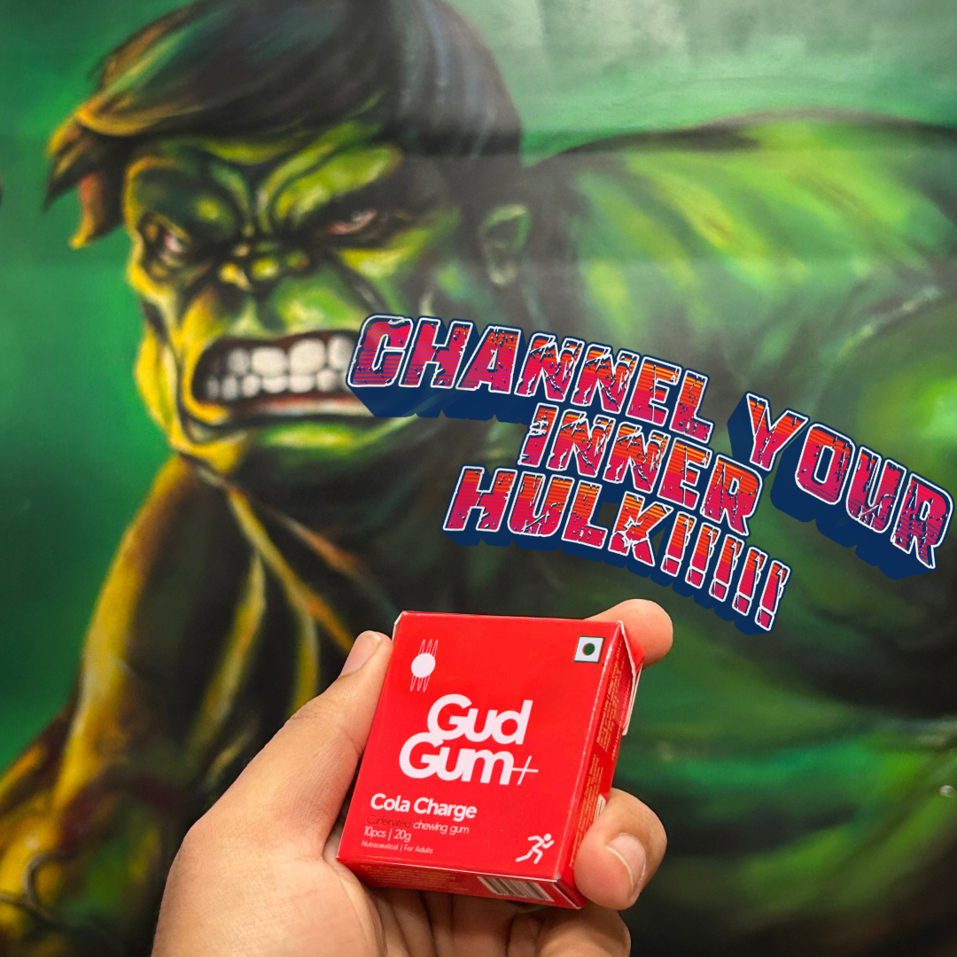 Gud Gum+ Energy & Focus Gums- Trial Bundle (Contains Natural Caffeine)- Pack of 4 (40 chewing gums)