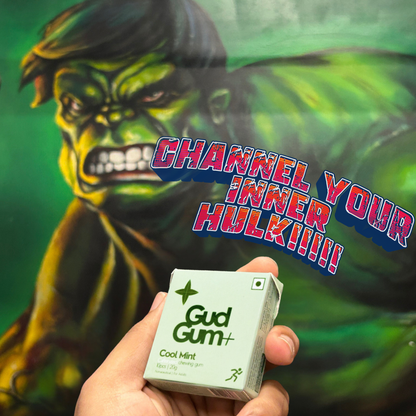 Gud Gum+ Cool Mint - Energy & Focus Chewing Gum (Contains Natural Caffeine)