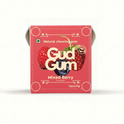 Gud Gum Mini Pack- Fruit & Mint Chewing Gum (15 chewing gums per pack)