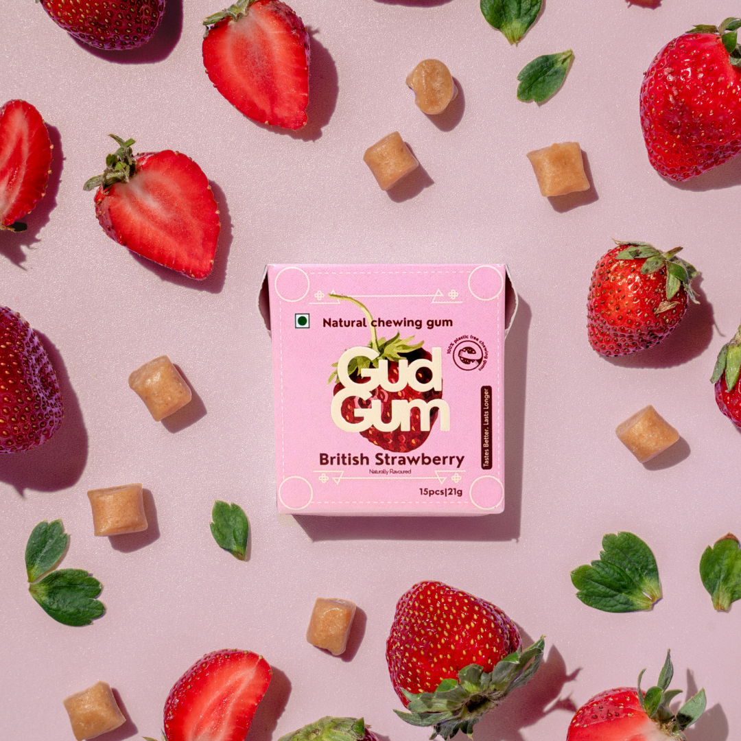 Gud Gum Mini Pack- Fruit & Mint Chewing Gum- Pack of 4 (60 chewing gums)