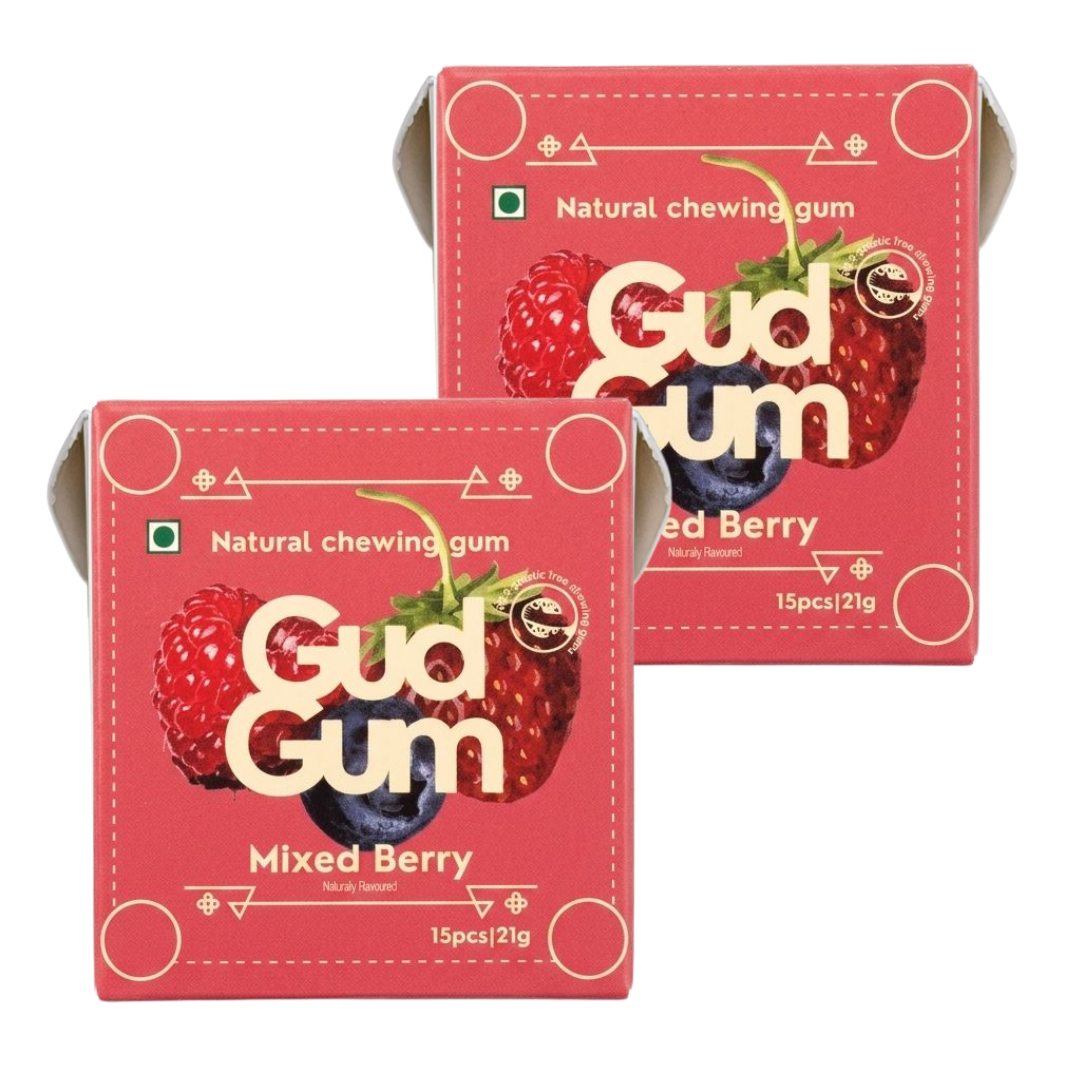 Gud Gum Mini Pack- Fruit & Mint Chewing Gum (15 chewing gums per pack)
