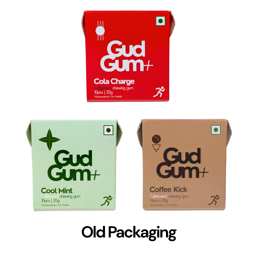 Gud Gum+ Energy & Focus Gums - Contains Natural Caffeine - (10 chewing gums per pack)