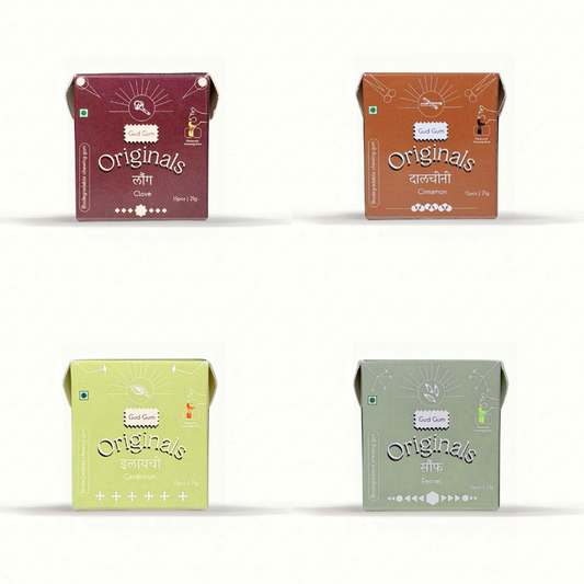Gud Gum Originals Mini Pack- Spice Chewing Gum- Pack of 4 (60 chewing gums)