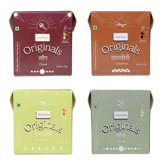 Gud Gum Originals Mini Pack- Spice Chewing Gum- Pack of 4 (60 chewing gums)