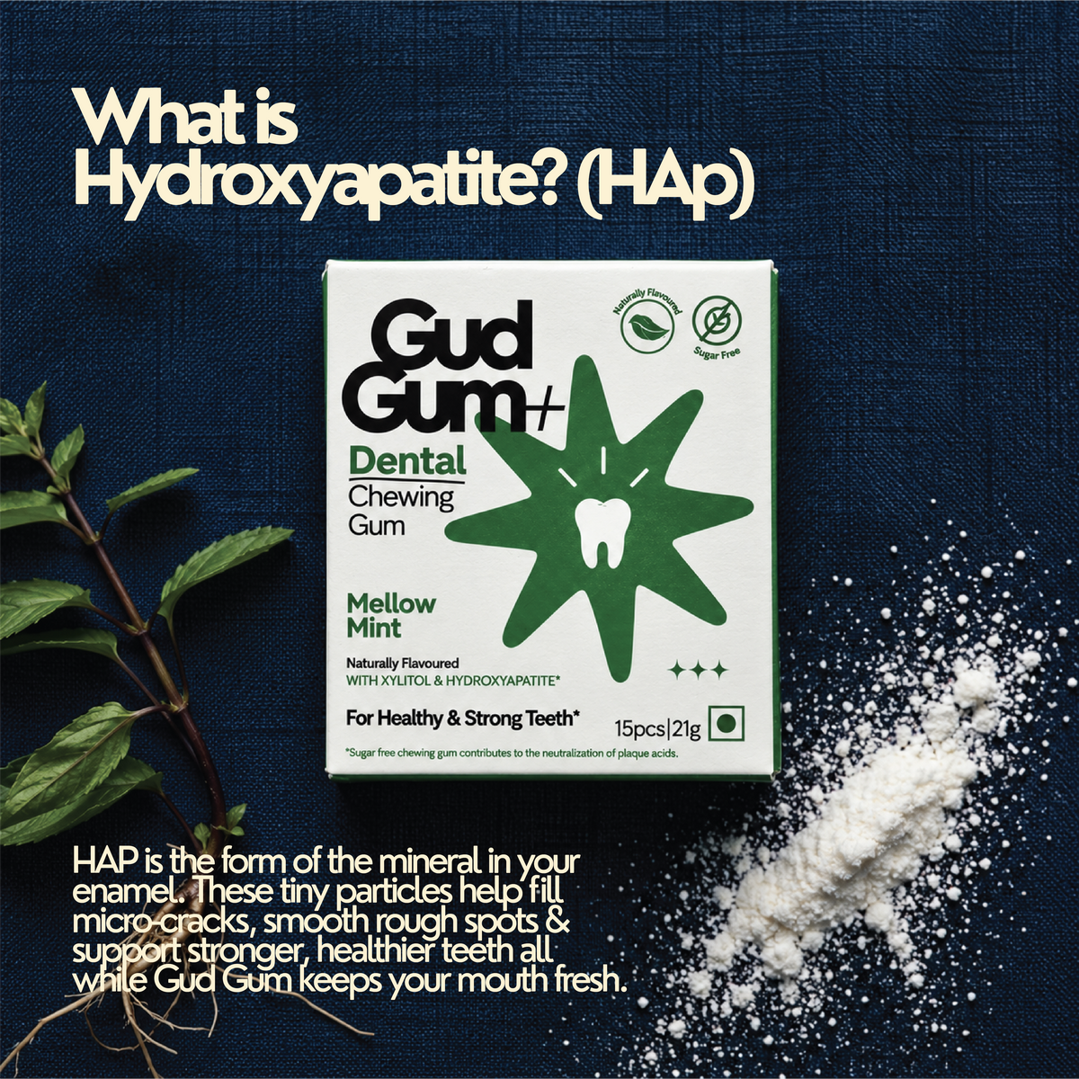 Gud Gum+ Dental Remineralising Chewing Gum with HAP (Hydroxyapatite)