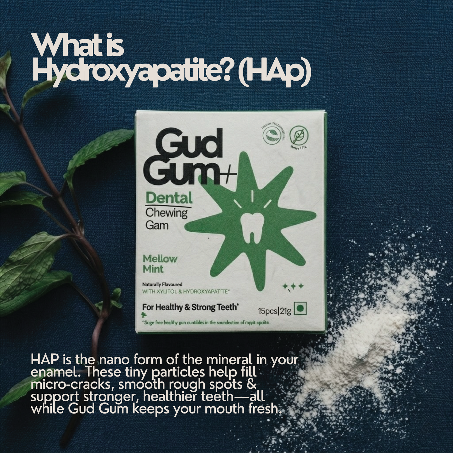 Gud Gum+ Dental Remineralising Chewing Gum with HAP (Hydroxyapatite)