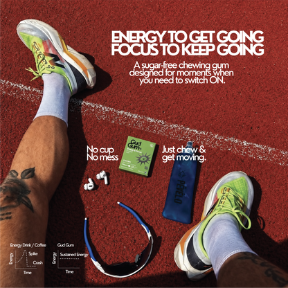 Gud Gum+ Cool Mint - Energy & Focus Chewing Gum (Contains Natural Caffeine)